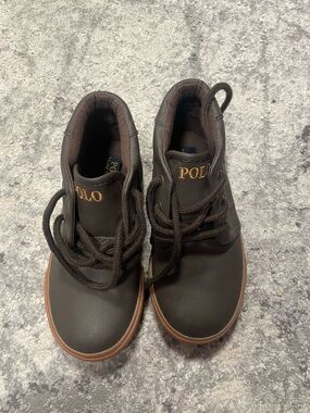 Polo by Ralph Lauren Brown Leather Chukka Boots with Tan Trim
